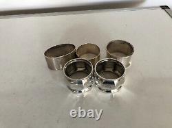 Pair Of Sterling Silver Napkin Rings And 3 Loose (132grams)