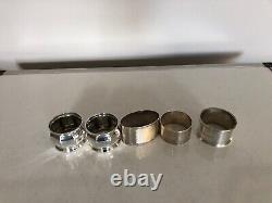 Pair Of Sterling Silver Napkin Rings And 3 Loose (132grams)