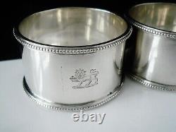 Pair Sterling Silver CRESTED Napkin Rings, Mappin Brothers, Sheffield 1897