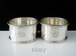 Pair Sterling Silver CRESTED Napkin Rings, Mappin Brothers, Sheffield 1897