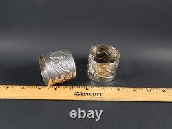 Pair Sterling Silver Mid Century Modern Style Napkin Rings Perfect For Bracelets