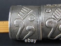 Pair Sterling Silver Mid Century Modern Style Napkin Rings Perfect For Bracelets