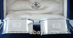 Pair Sterling Silver Napkin Rings, ART DECO Quality Cased, Mappin & Webb 1939
