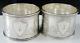 Pair Sterling Silver Napkin Rings, Antique Sheffield 1891, Martin, Hall & Co