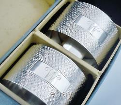 Pair Sterling Silver Napkin Rings Cased, Harman Brothers, Immaculate 1944