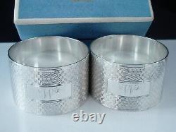 Pair Sterling Silver Napkin Rings Cased, Harman Brothers, Immaculate 1944