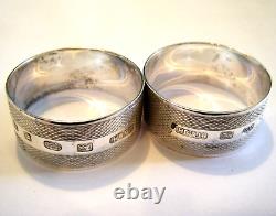 Pair Sterling Silver Napkin Rings, Heavy 94g Harrison Brothers & Howson