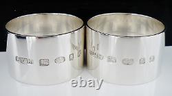 Pair Sterling Silver Napkin Rings, Heavy 94g Harrison Brothers & Howson Ld 2017