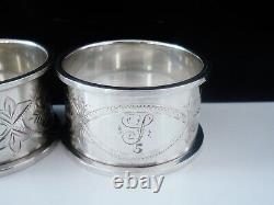 Pair Sterling Silver Napkin Rings, Joseph Gloster Ltd, Birmingham 1911 & 1914