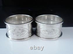 Pair Sterling Silver Napkin Rings, Joseph Gloster Ltd, Birmingham 1911 & 1914