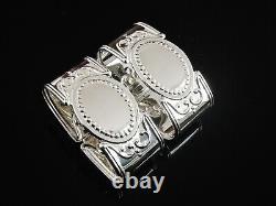 Pair Sterling Silver Napkin Rings cased Carr's of Sheffield Ltd 1995 Immaculate
