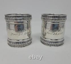 Pair Wedding Napkin Ring Duhme & Co Sterling Silver 1881