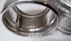 Pair Wood & Hughes Sterling Silver Napkin Rings Dated 1893, Monogram MG