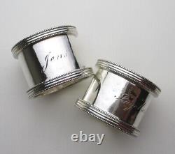 Pair napkin rings sterling silver, Jens Ingelborg man & wife monograms antique