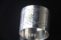 Pair of Antique American Victorian Sterling Silver Napkin Rings with Mono 2.35 ozt