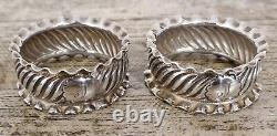 Pair of Antique English Sterling Silver Napkin Rings J initial, dated 1897