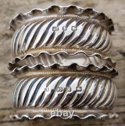 Pair of Antique English Sterling Silver Napkin Rings J initial, dated 1897