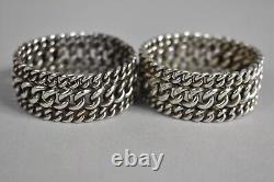 Pair of Antique English Sterling Silver Napkin Rings M initial, dated 1893