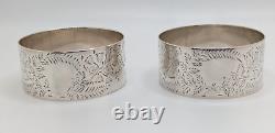 Pair of Antique English Sterling Silver Napkin Rings, blank cartouche dated 1904
