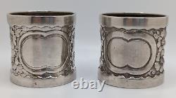 Pair of Antique Gorham Sterling Silver Napkin Rings, blank cartouche, dated 1882