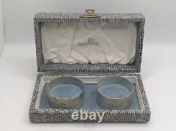 Pair of Boxed Antique English Sterling Silver Napkin Rings G initial, d. 1925