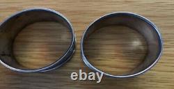 Pair of English Oval Sterling Silver Napkin Rings, blank cartouches, dated 1970