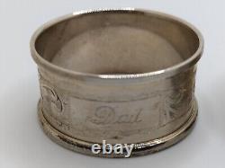 Pair of English Sterling Silver Napkin Rings Dad and Mum engravings, d. 1976