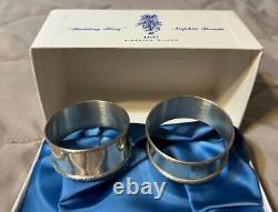 Pair of Lunt Sterling Silver Napkin Rings H initial engraving with original box