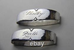 Pair of Randahl Hand Wrought Sterling Silver Hammered Napkin Ring Monogrammed