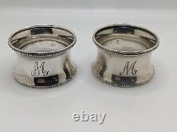 Pair of Sterling Silver Napkin Rings in case, M initial engraving