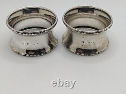 Pair of Sterling Silver Napkin Rings in case, M initial engraving
