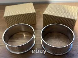 Pair of Vintage English Sterling Silver Napkin Rings C initial, d. 1964, boxed