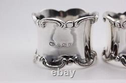 Pair of boxed, scalloped sterling silver napkin rings Birmingham 1920, no eng