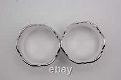 Pair of boxed, scalloped sterling silver napkin rings Birmingham 1920, no eng