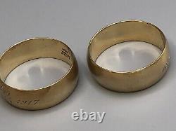Pair of really heavy Gorham Sterling Silver Napkin Rings #B3140, gold washed