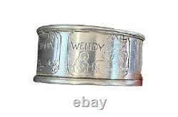 Peter Pan Tinkerbell Sterling Silver Napkin Ring Serviette Holder Monogrammed