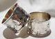 Pr Antique 19c Repousse Heraldic Decorated Sterling Silver 925 Napkin Rings 37+g