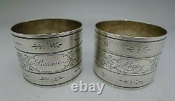 RARE CANADIAN WALKER STERLING SILVER c. 1850's NAPKIN RINGS GREAT NAMES W. S. W