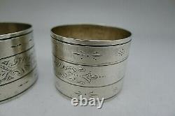 RARE CANADIAN WALKER STERLING SILVER c. 1850's NAPKIN RINGS GREAT NAMES W. S. W