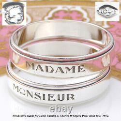 Rare Antique French Sterling Silver Napkin Ring PAIR, Madame & Monsieur