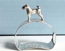 Rare Antique Sterling Silver Napkin Rings With Dog