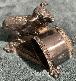 Rare Barbour Silver Quadruple Plated Figural Napkin Ring Sheep