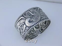 Rare Sterling Napkin Ring ST LOUIS Dragon Veiled Prophet c1900