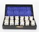 Rare Vintage Cased Set Of Twelve Sterling Silver Napkin Rings Mid 20th C