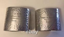 SALE Presentation 2 Hand Hammered Sterling Silver Napkin Rings 1935 Medellin