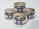 Set Of Four Enamel Solid Sterling Silver Napkin Rings A. J. Bailey Clacton-on-sea