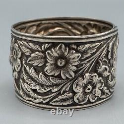 S Kirk & Son Repousse Sterling #28 Napkin Ring MONOGRAM JGM Floral