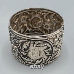 S Kirk & Son Repousse Sterling #28 Napkin Ring MONOGRAM JGM Floral