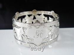 Scottish Sterling Silver Napkin Ring, Leaf Design, Marshall & Sons c. 1880