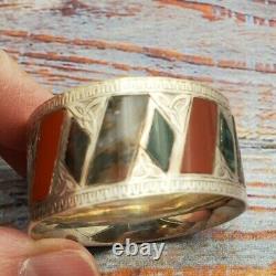 Scottish Sterling Silver Napkin Ring with Stones